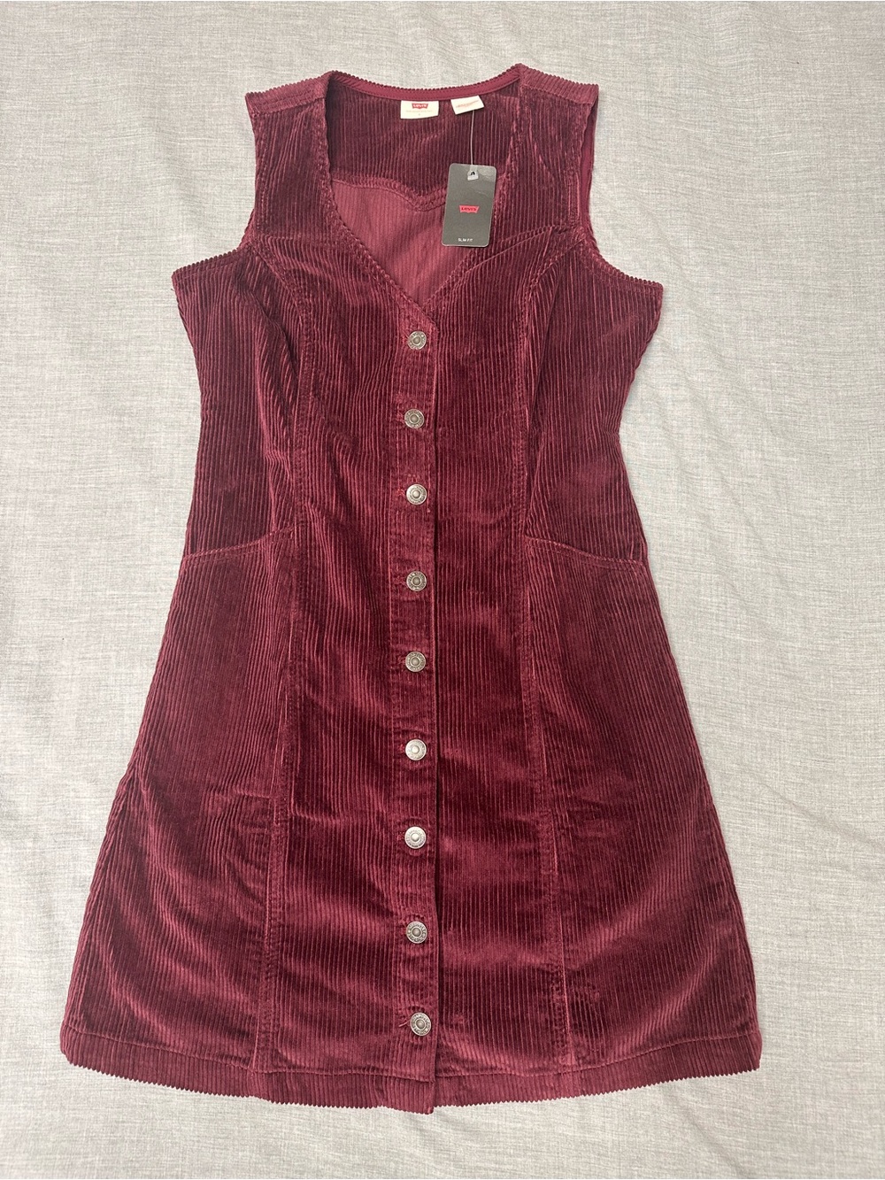 NWT Levi's Women's Burgundy Corduroy Button-Front Dress